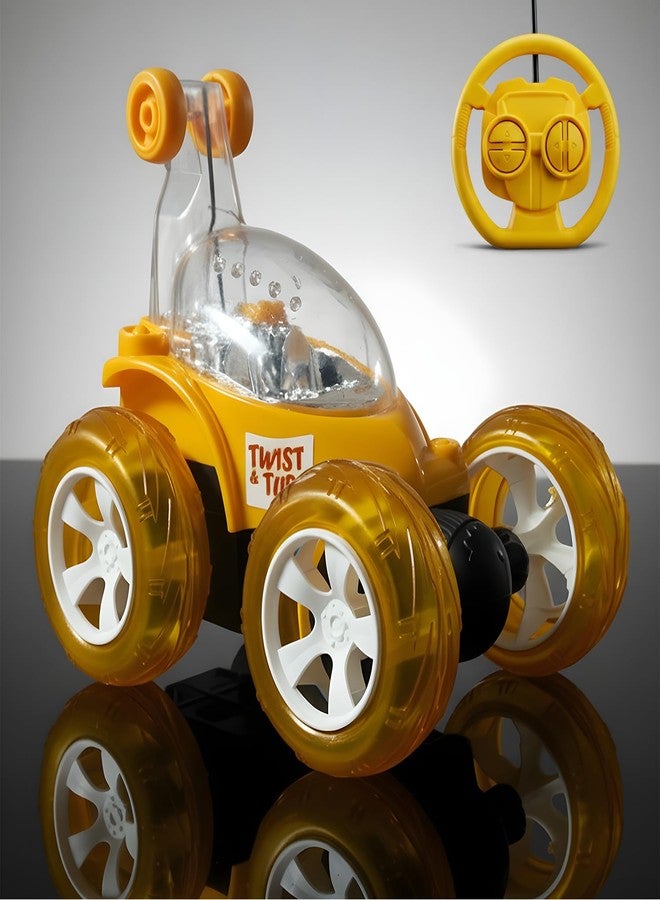 SMART BOY SmartBoy's 360-Degree Rotational High Speed 5 Way Remote Controlled Stunt Car Toy with 3D Lightning and Musical for Boys Girls Kids - Rechargeable with USB Charging Cable(9802,Yellow) - Image 1